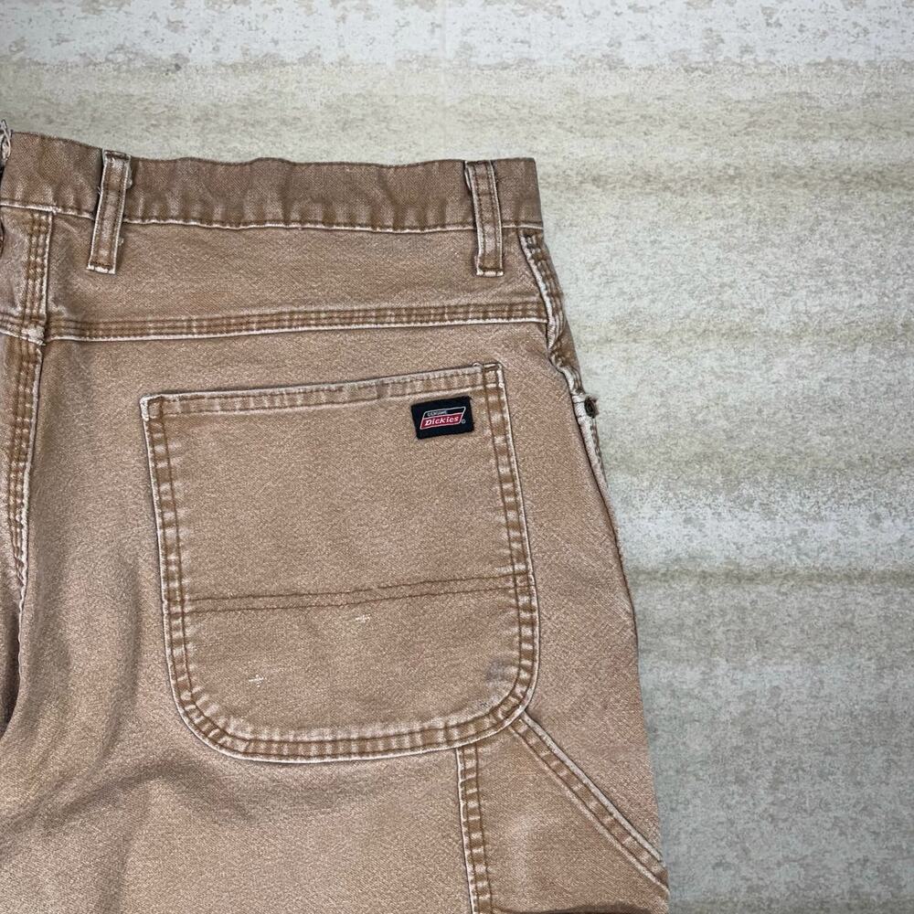Vintage 90s Dickies Carpenter Pants 36x34 Baggy Camel Tan Canvas Dungarees Work - Picture 3 of 6